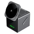 Acefast E34 3-in-1 Electric Flip Wireless Charging Station pentru smartphone, smartwatch și căști - negru