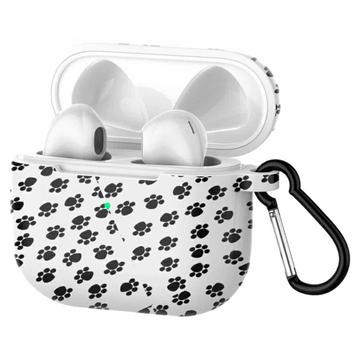 Carcasă din silicon cu model AirPods 3 cu carabină - negru / alb