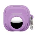 Husă din silicon 2-în-1 pentru AirPods 5/4/AirTag cu carabină – Violet