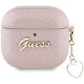 Husă AirPods 4 Guess Metallic Script Charm - Roz