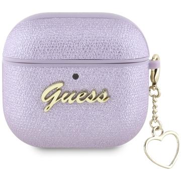 Husă AirPods 4 Guess Metallic Script Charm - Violet