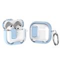 Husă hibridă protectoare AirPods 4 cu închidere și cârlig - Albastru deschis / Transparent