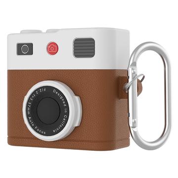 Carcasă din silicon lichid cu design retro pentru cameră AirPods 4 - Maro