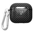Husă TPU cu Carabinieră AirPods 4 - Fibră De Carbon - Negru