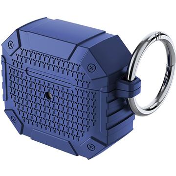 Carcasă TPU întărită antișoc pentru AirPods 4 - Protecție de grad militar cu carabină - Albastru