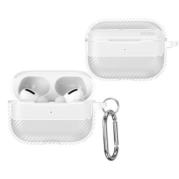 Husă TPU cu Carabinieră AirPods Pro 3 - Fibră De Carbon - Alb