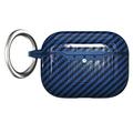 Husă TPU cu Carabinieră AirPods Pro 3 - Fibră De Carbon - Albastru