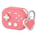 AirPods Pro 3 Vintage Game Console Style Plastic Case cu pandantiv inimă - roz