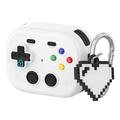 AirPods Pro 3 Vintage Game Console Style carcasă din plastic cu pandantiv inimă - alb