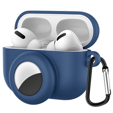 Husă Silicon cu Carabinieră AirPods Pro/AirTag - Bleumarin