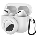Husă Silicon cu Carabinieră AirPods Pro/AirTag - Alb