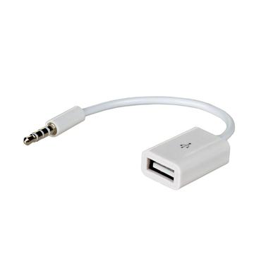 Akyga Adaptor de la USB la AUX 15 cm - USB-A feminin/3,5 mm masculin - alb