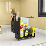 Raft organizator de bucătărie din aluminiu cu tăviță de scurgere