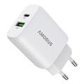 Amorus 30W GaN încărcător rapid de perete - alb