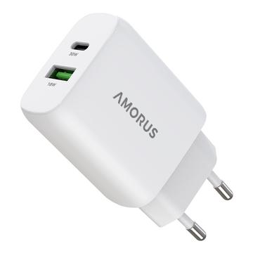 Amorus 30W GaN încărcător rapid de perete - alb