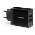 Încărcător de perete rapid Anker PowerPort 2 - 2 x USB, 24 W - negru