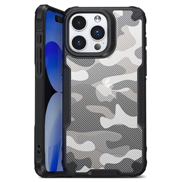 Husă Hibrid iPhone 15 Pro - Anti-Shock - Camuflaj - Negru