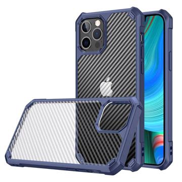 Husă Hibrid iPhone 14 Pro Max - Anti-Shock - Fibra de Carbon - Albastru