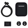 Kit de accesorii din silicon Apple AirPods / AirPods 2 4 în 1 - negru