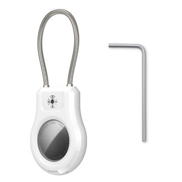 Husă Apple AirTag/AirTag 2 cu curea din oțel inoxidabil - Alb