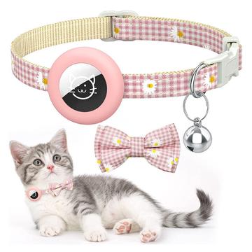 Carcasă din silicon Apple AirTag cu colier pentru animale de companie cu model Daisy și arc