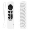 Carcasă de protecție din silicon pentru Apple TV 4K Siri Remote (Gen. 3) cu șnur - alb