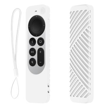 Carcasă de protecție din silicon pentru Apple TV 4K Siri Remote (Gen. 3) cu șnur - alb
