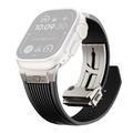 Curea din silicon cu linii verticale pentru Apple Watch (42/44/SE/45/46/49mm) cu conector din titan - Negru