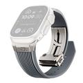 Curea din silicon cu linii verticale pentru Apple Watch (42/44/SE/45/46/49mm) cu conector din titan - Gri