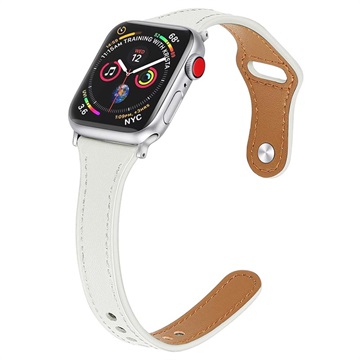 Curea Piele Premium - Apple Watch Series Ultra 2/Ultra/9/8/SE (2022)/7/SE/6/5/4/3/2/1 - 45mm/44mm/42mm - Alb