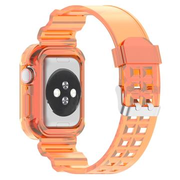 Curea de Schimb din Silicon Apple Watch Series 10 cu Cadru Integrat - 42mm - Transparent Portocaliu