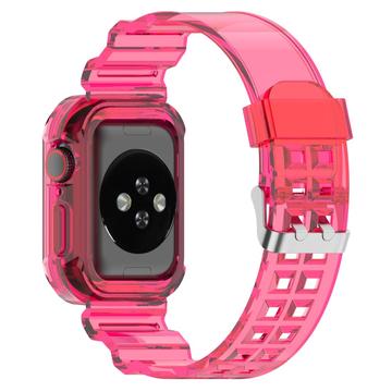 Curea de Schimb din Silicon Apple Watch Series 10 cu Cadru Integrat - 42mm - Roz Transparent