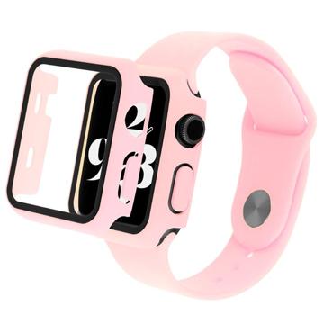 Husă Plastic cu Protector Ecran - 9H - Apple Watch Series 7/8 - 45mm - Roz