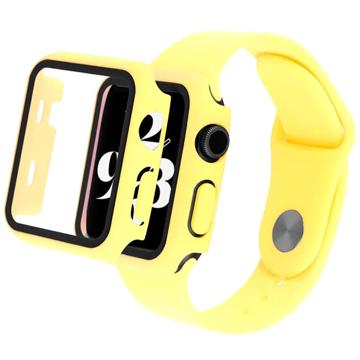 Husă Plastic cu Protector Ecran - 9H - Apple Watch Series SE (2022)/SE/6/5/4 - 44mm - Galben