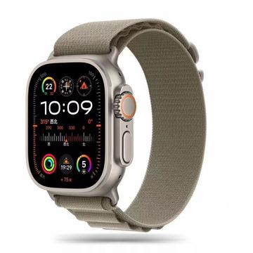 Apple Watch Series Ultra 2/Ultra/10/9/8/SE (2022)/7/SE/6/5/4/3/2/1 Tech-Protect Nylon Pro Strap - 49mm/46mm/45mm/44mm/42mm - Titan / Măslin