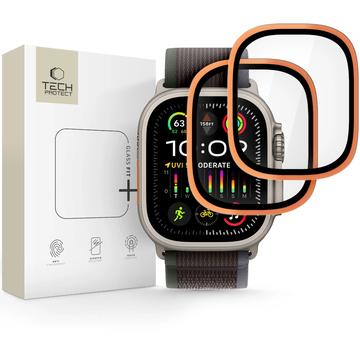 Protecție de ecran Apple Watch Ultra/Ultra 2/Ultra 3 Tech-Protect Glass Ring - 9H, 2 buc. - Portocaliu Cosmic