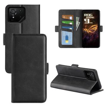 Husa Portofel Asus ROG Phone 9 Pro cu închidere magnetică - textură vițel - negru