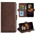 Husa Portofel Asus ROG Phone 9 Pro cu închidere magnetică - textură vițel - maro