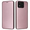 Husă Flip Asus Zenfone 11 Ultra - Fibra de Carbon - Auriu Roze