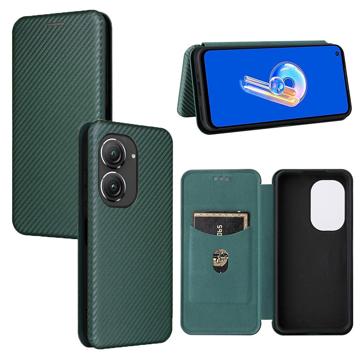 Husă Flip Asus Zenfone 9 - Fibra de Carbon - Verde