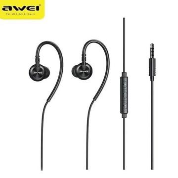 Căști sport cu cârlig pentru urechi Awei L3 Ear-hook - 3,5 mm - Negru