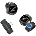 Microfon lavalier wireless cu dublă atracție magnetică Awei MK3 cu receptor Type-C - Negru