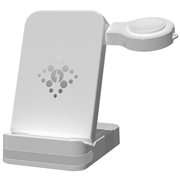 B-27 Încărcător wireless pliabil 3 în 1 cu lumină de noapte - 15W - alb