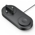 Stație de încărcare wireless 3-în-1 B-33 cu mufe USB-C - 15W - Negru