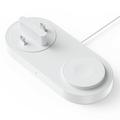 Stație de încărcare wireless 3-în-1 B-33 cu mufe USB-C - 15W - Alb