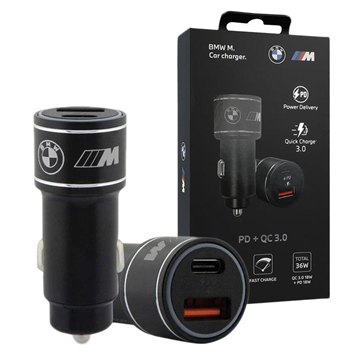 Încărcător Rapid pentru Auto BMW M Edition cu USB-C PD, USB-A QC3.0 - 36W - Negru