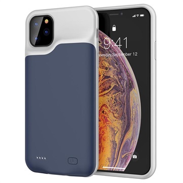 Husă Cu Baterie Externă iPhone 11 Pro - 5200mAh - Albastru Închis / Gri