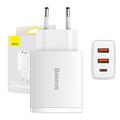 Baseus Compact Quick Charger 30W - USB-C PD, 2xUSB - Alb