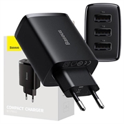Baseus Compact Quick Charger CCXJ020101, 3x USB, 17W - Negru