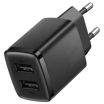 Încărcător Perete Baseus Compact cu 2 Porturi USB - 10.5W - Negru